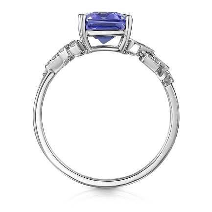 Кольцо из белого золота с бриллиантами, танзанитом