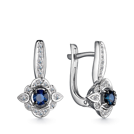 Серьги с английским замком из белого золота с бриллиантами