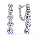 Серьги с английским замком из белого золота с танзанитами