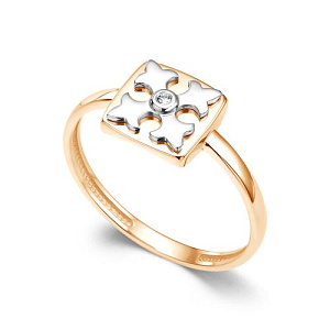 Кольцо из красного золота с бриллиантом