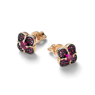 Серьги Пусеты из красного золота с рубинами
