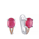 Серьги с английским замком из серебра с корундом