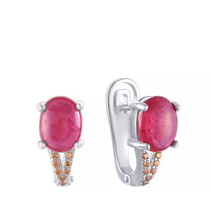 Серьги с английским замком из серебра с корундом