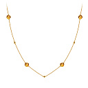 Колье из желтого золота с цитрином, плетение якорное