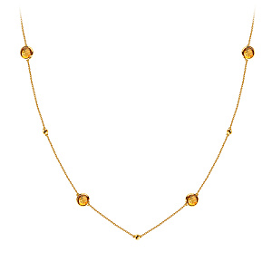 Колье из желтого золота с цитрином, плетение якорное