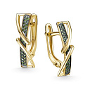 Серьги с английским замком из желтого золота с бриллиантами