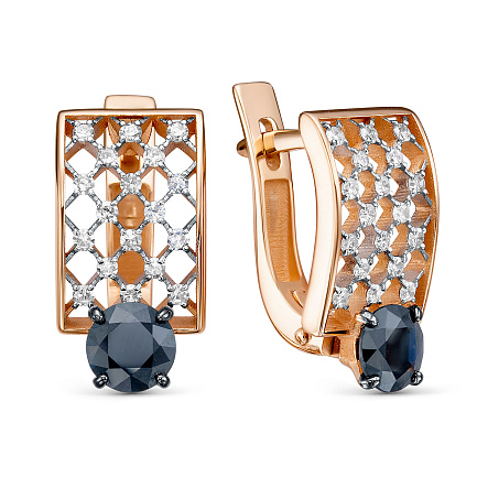 Серьги с английским замком из красного золота с бриллиантами