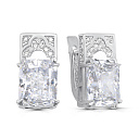 Серьги с английским замком из серебра с бриллиантами