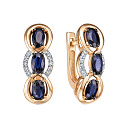 Серьги из красного золота с бриллиантами, сапфирами