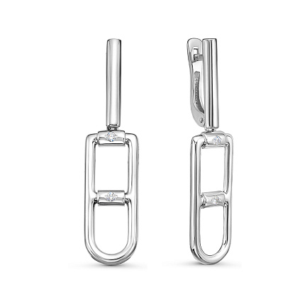 Серьги с английским замком из белого золота с бриллиантами