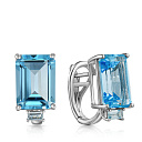 Серьги с английским замком из белого золота с аквамарином