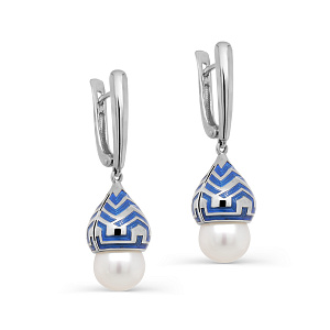 Серьги с английским замком из серебра с жемчугом