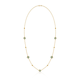 Колье из желтого золота с аметистом, плетение якорное