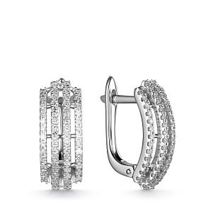 Серьги с английским замком из белого золота с бриллиантом