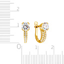 Серьги с английским замком из желтого золота с фианитом