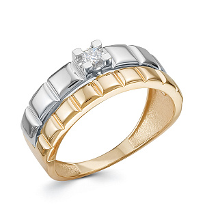 Кольцо из красного золота с бриллиантом