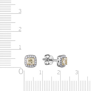 Пусеты из белого золота с желтыми бриллиантами