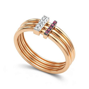 Кольцо из красного золота с бриллиантом