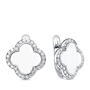 Серьги с английским замком из серебра с фианитами