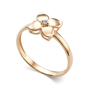 Кольцо из красного золота с бриллиантом