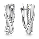 Серьги с английским замком из белого золота с фианитом