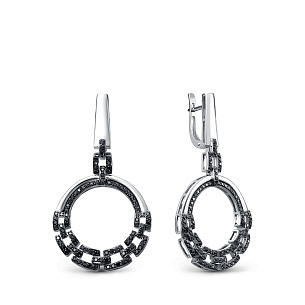 Серьги с английским замком из белого золота с бриллиантами