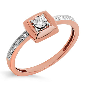 Кольцо из красного золота с бриллиантами