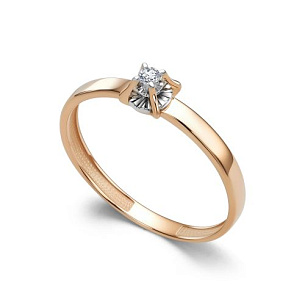 Кольцо из красного золота с бриллиантом