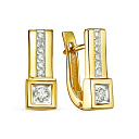 Серьги с английским замком из желтого золота с бриллиантами