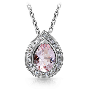 Колье из белого золота с бриллиантами, морганитом, плетение якорное