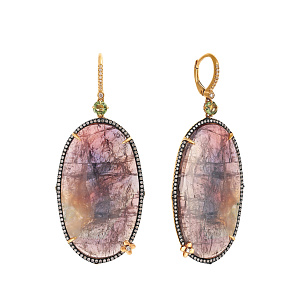 Серьги с французским замком из желтого золота с бриллиантами