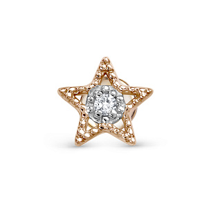 Моносерьга из красного золота с бриллиантом