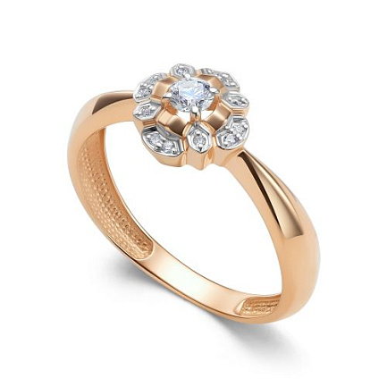 Кольцо из красного золота с бриллиантами