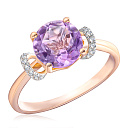Кольцо из красного золота с бриллиантами, аметистом