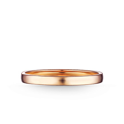 Кольцо обручальное гладкое из красного золота