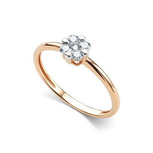 Кольцо из красного золота с бриллиантом