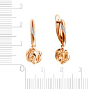 Серьги с английским замком из красного золота с фианитом