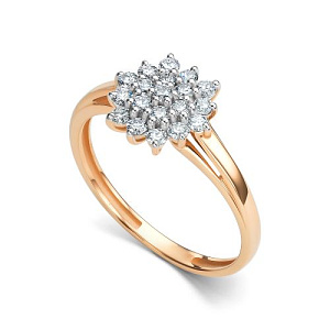 Кольцо из красного золота с бриллиантами