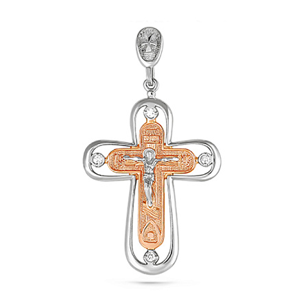 Крест из комбинированного золота с бриллиантами