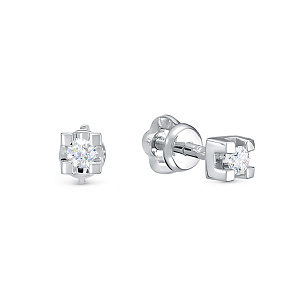 Серьги из белого золота с бриллиантом