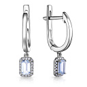 Серьги с английским замком из белого золота с аквамарином