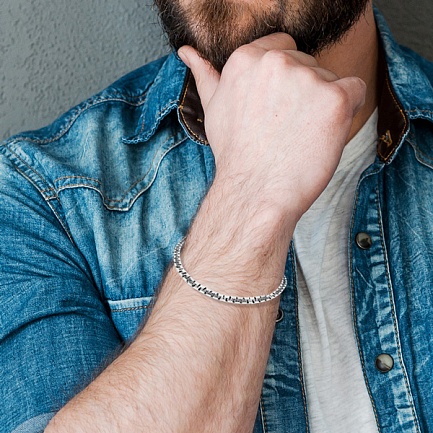 Браслет автомат из серебра, плетение греция