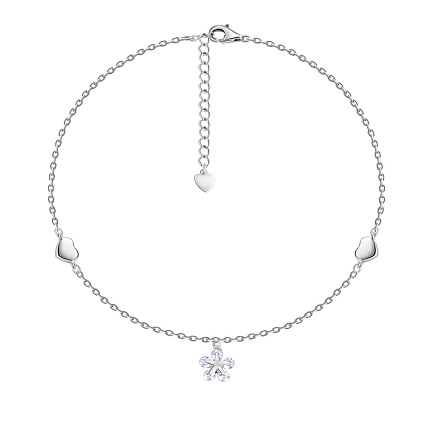 Браслет на ногу декоративный из серебра с фианитом