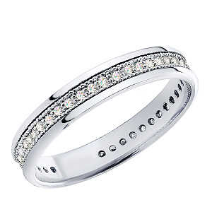 Кольцо обручальное из белого золота с бриллиантами