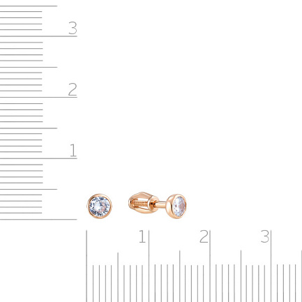 Пусеты из красного золота с фианитом