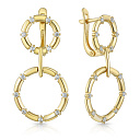 Серьги с английским замком из желтого золота с фианитом