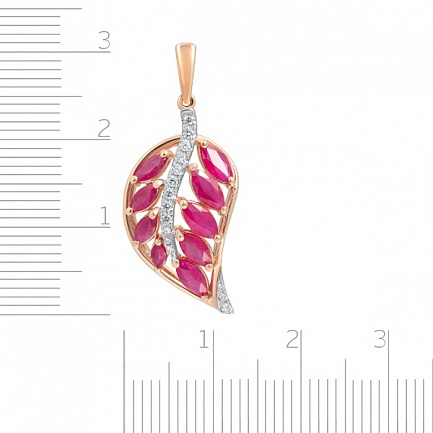 Подвеска из красного золота с бриллиантами, рубином