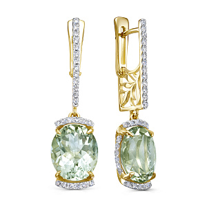 Серьги с английским замком из желтого золота с бриллиантами