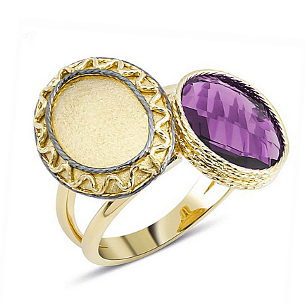 Кольцо из желтого золота с аметистом