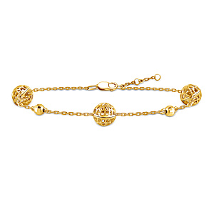 Браслет декоративный из желтого золота, плетение якорное